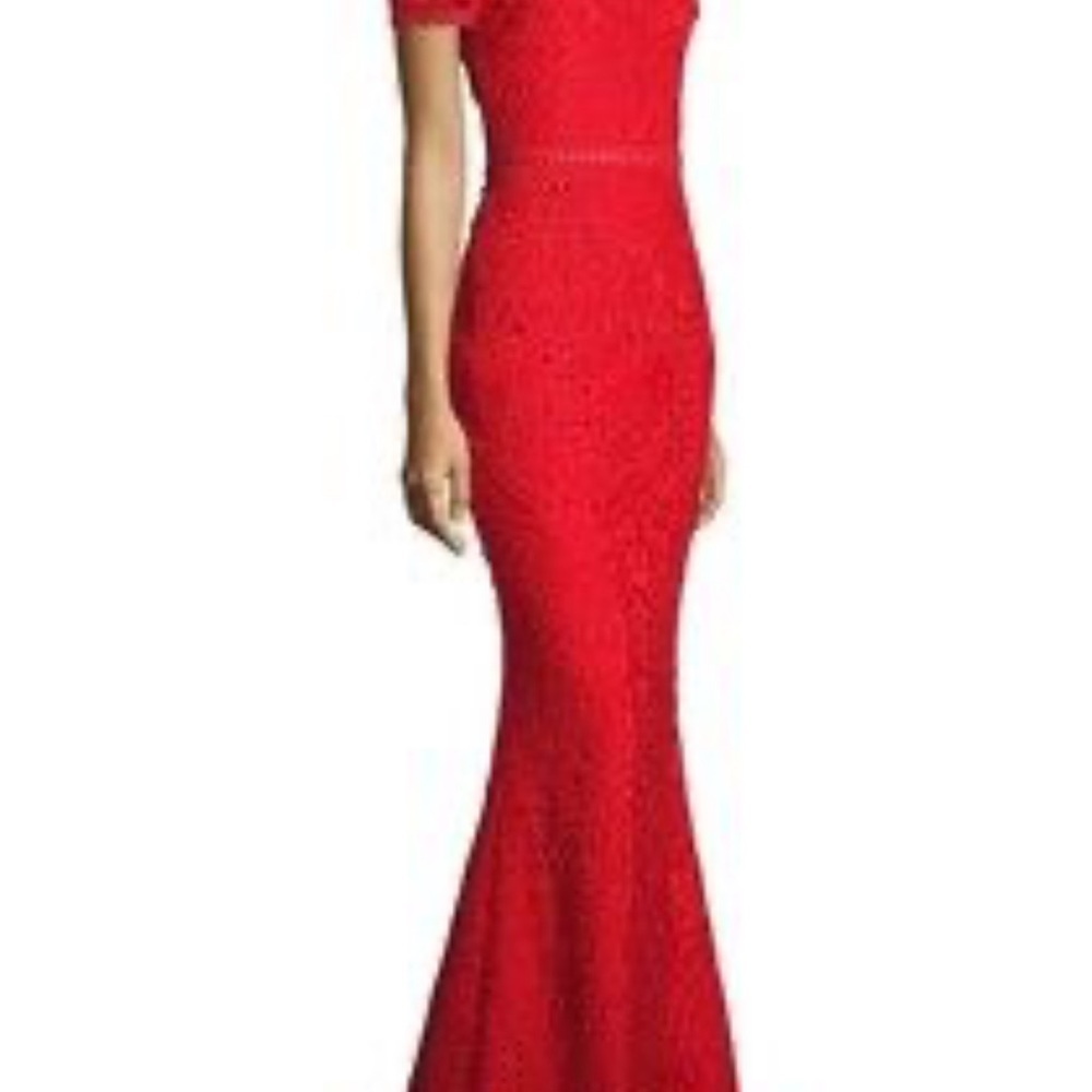 St. John Red Lace Maxi Dress - Picture 3 of 11